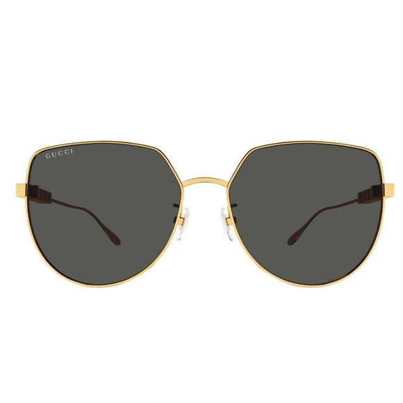 NEW GUCCI GEOMETRIC SUNGLASSES GUCCI GG1435SA 001 GOLD GREY EYEWEAR - Picture 2 of 3